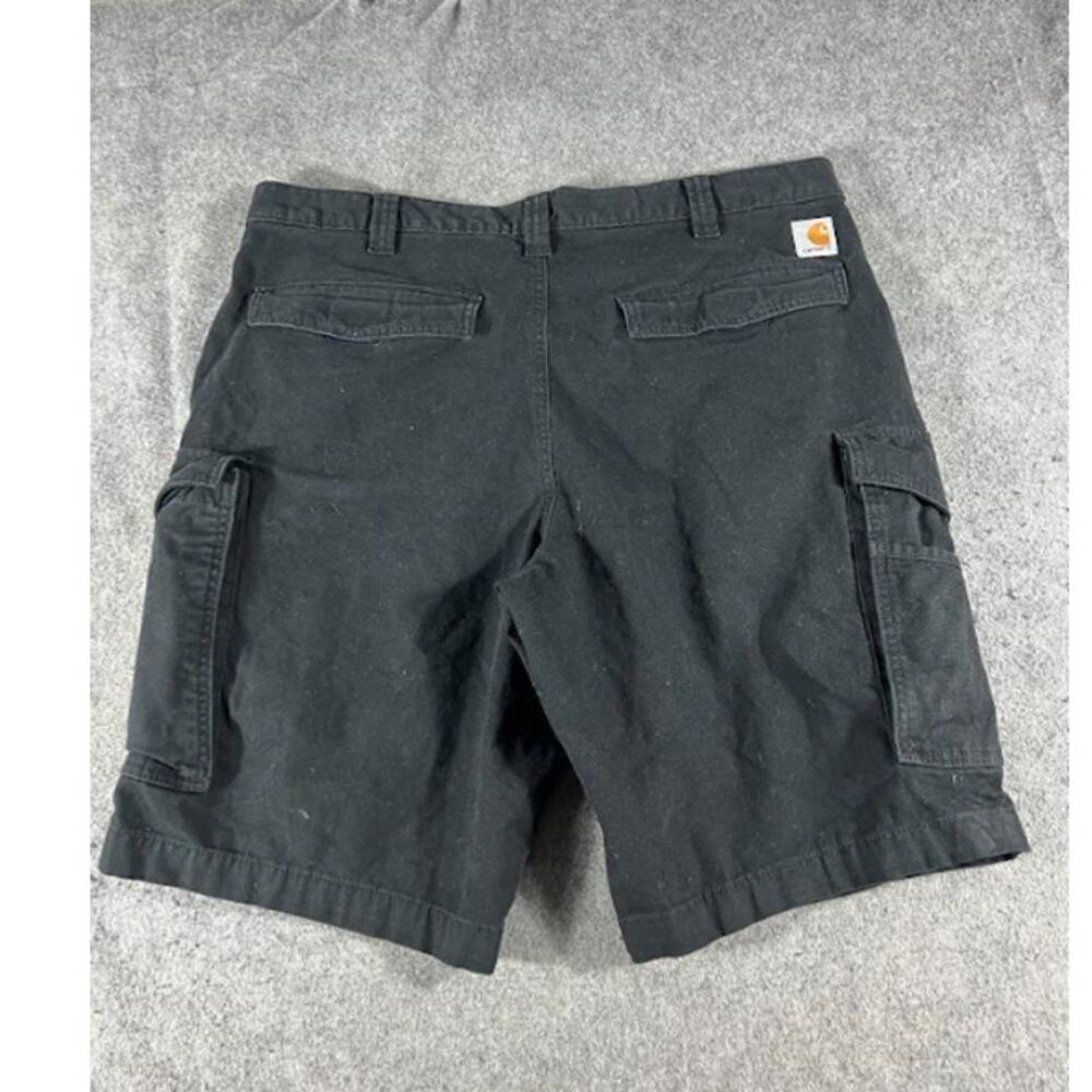 Carhartt Rugged Flex Canvas Cargo Work Shorts Mens 38 Black Relaxed Fit Workwear